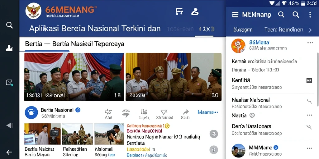 Tampilan antarmuka aplikasi Berita Nasional 66MENANG.