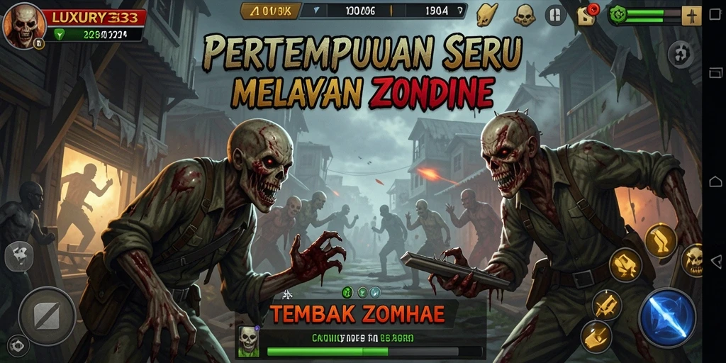 Tampilan antarmuka game LUXURY333 saat melawan zombie.