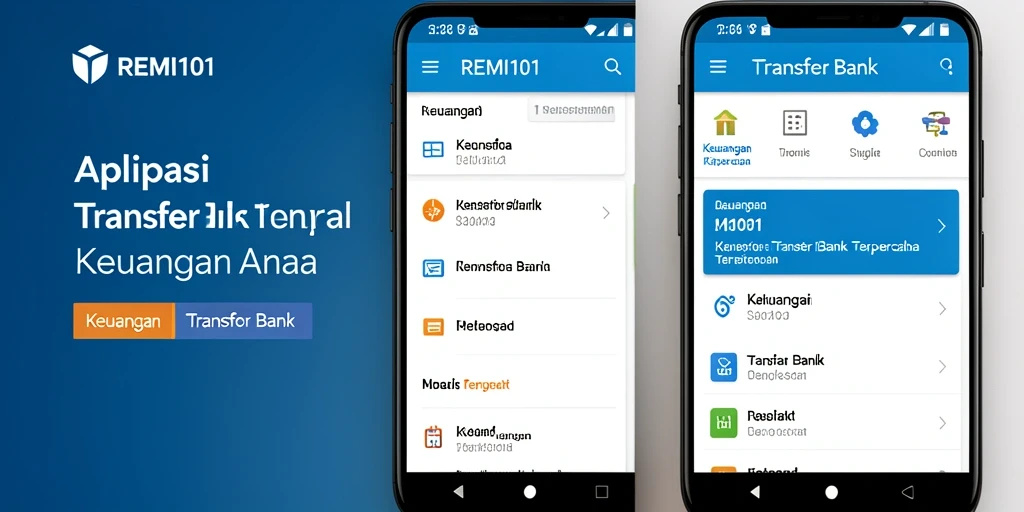 Tampilan antarmuka REMI101 yang simpel dan fungsional untuk Transfer Bank.